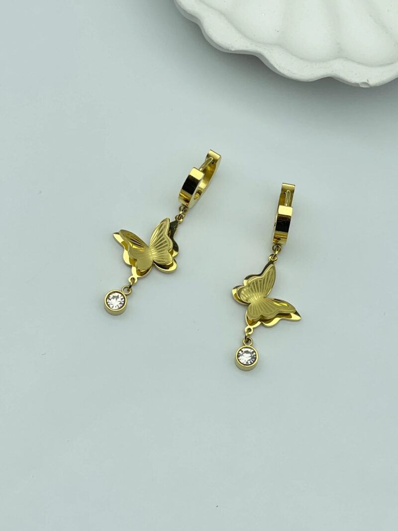 Çelik Gold Kelebek Küpe
