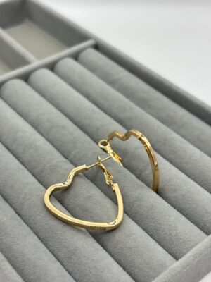 Çelik Gold Kalp Küpe