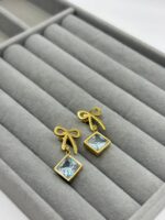 Çelik Gold Taşlı Kurdela Küpe