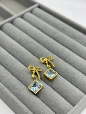 Çelik Gold Taşlı Kurdela Küpe
