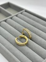 Çelik Taşlı Gold Küpe