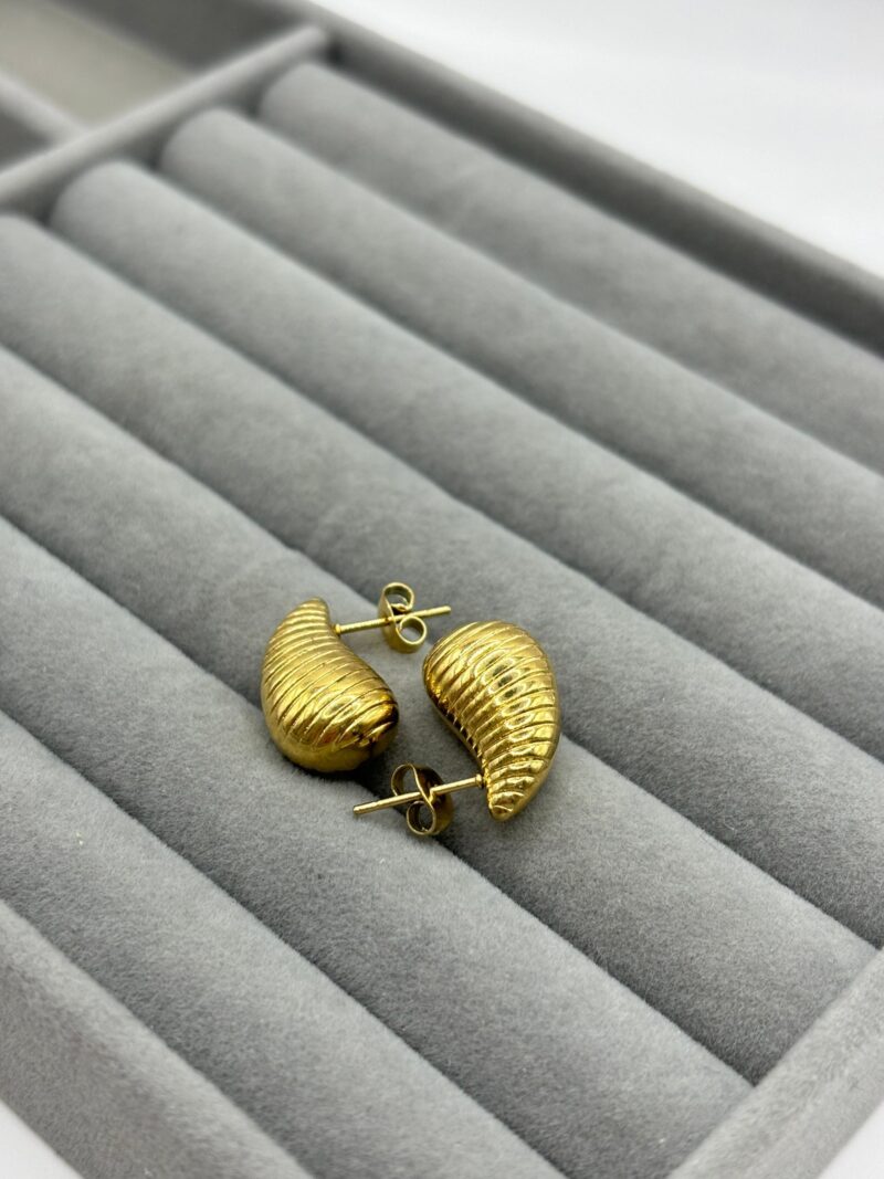 Çelik Mini Gold Damla Küpe