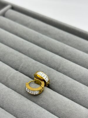 Çelik Gold Taşlı Küpe