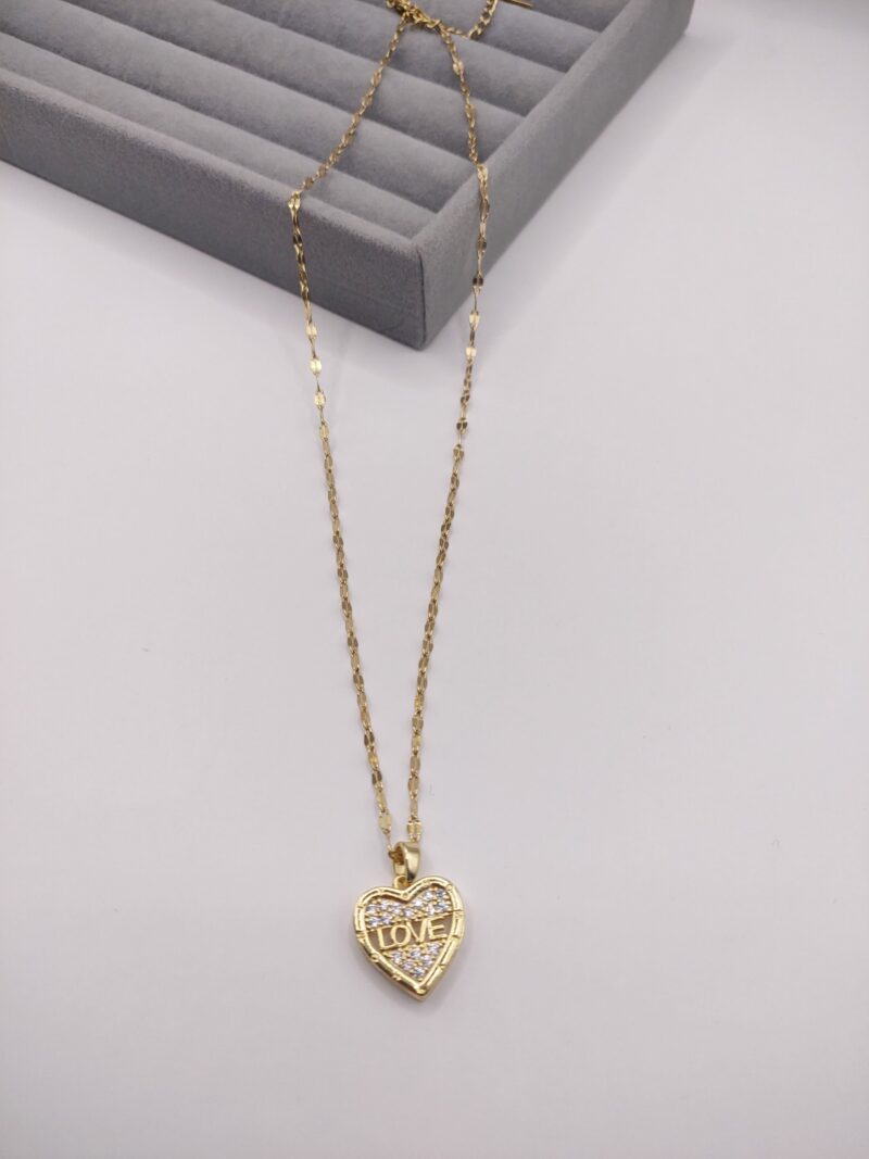 Çelik Love Yazılı Kalp Kolye