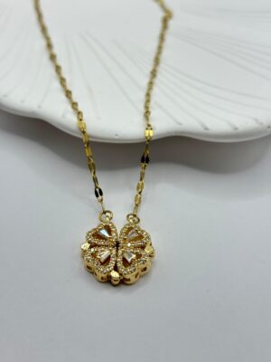 Çelik Açılabilir Gold Yonca Kolye