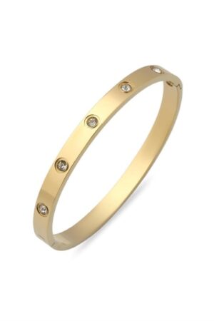 Çelik Taşlı Gold Bileklik
