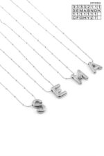 Çelik Gümüş Renk Harf Kolye