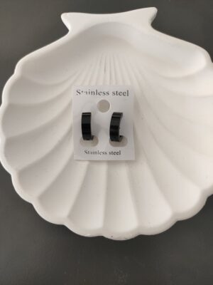 Çelik Siyah Halka Küpe