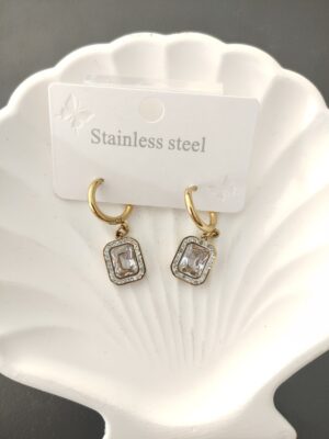 Çelik Taşlı Küpe