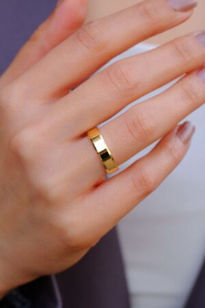 Çelik Alyans Gold Yüzük