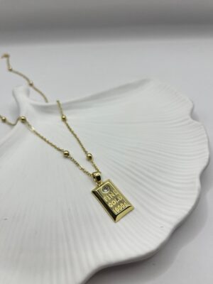 Çelik Külçe Altın Gold Kolye