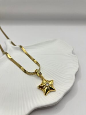 Çelik Taşlı Yıldız Kolye