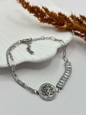 Çelik Taşlı Yaşam Çiçeği Bileklik