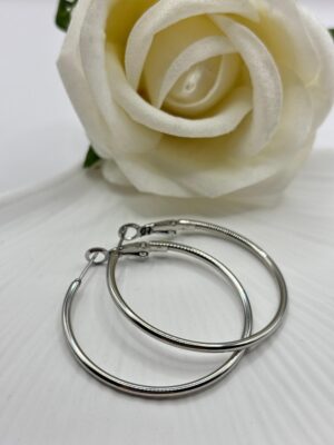 Çelik Gümüş Renk Halka Küpe