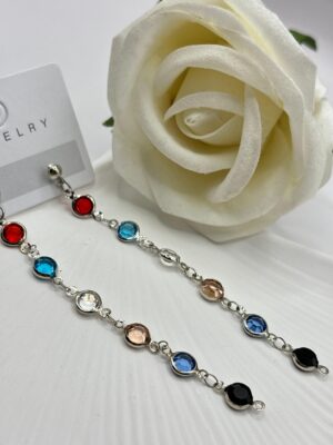 Renkli Taşlı Sallantılı Küpe