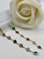 Renkli Taşlı Sallantılı Küpe