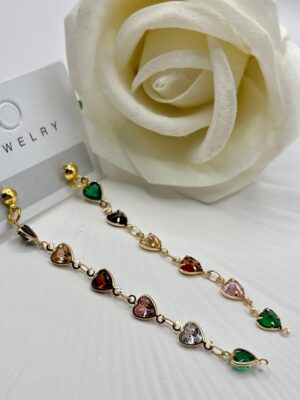 Renkli Taşlı Sallantılı Küpe