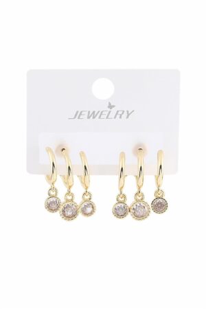 Vip Taşlı Gold Küpe