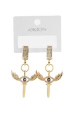 Vip Taşlı Gold Küpe