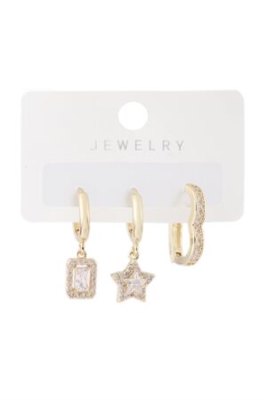 Vip Taşlı Gold Küpe