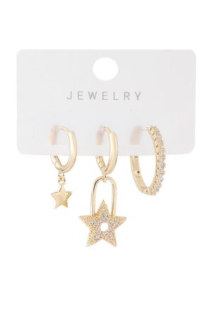 Vip Taşlı Gold Küpe