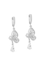 Vip Taşlı Gümüş Renk Küpe