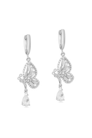 Vip Taşlı Gümüş Renk Küpe