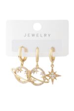 Vip Taşlı Gold Küpe