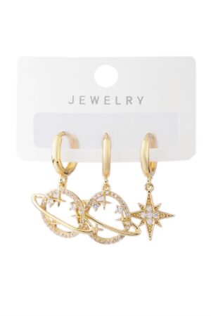 Vip Taşlı Gold Küpe