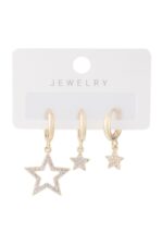 Vip Taşlı Gold Küpe