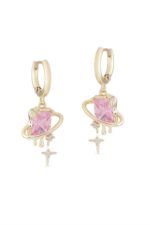 Vip Taşlı Gold Küpe