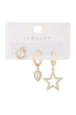 Vip Taşlı Gold Küpe