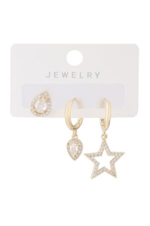 Vip Taşlı Gold Küpe