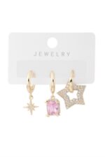 Vip Taşlı Gold Küpe