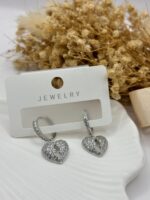 Vip Taşlı Gümüş Renk Küpe