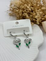 Vip Taşlı Gümüş Renk Küpe