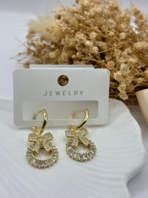 Vip Taşlı Gold Küpe