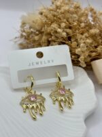 Vip Taşlı Gold Küpe