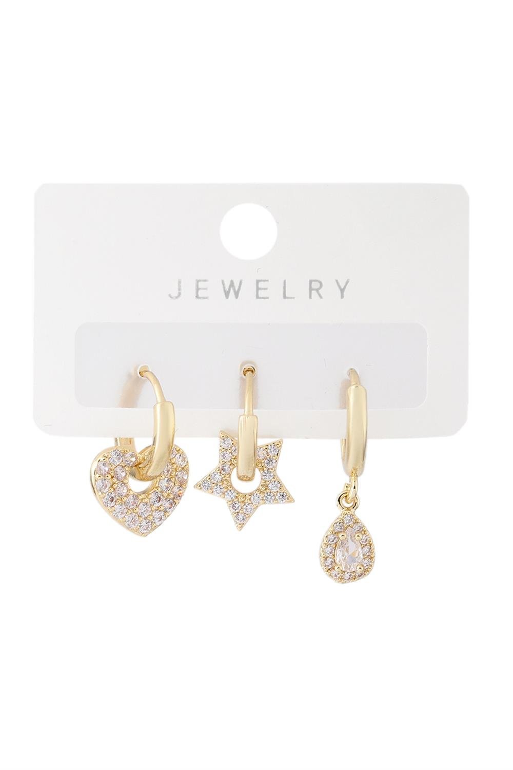 Vip Taşlı Gold Küpe