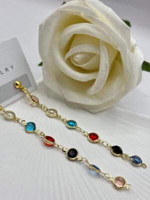 Renkli Taşlı Sallantılı Küpe