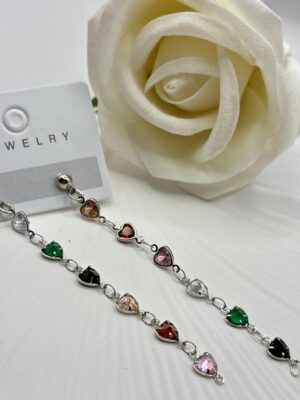 Renkli Taşlı Sallantılı Küpe