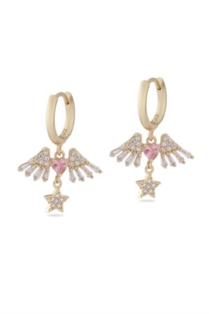 Vip Taşlı Gold Küpe