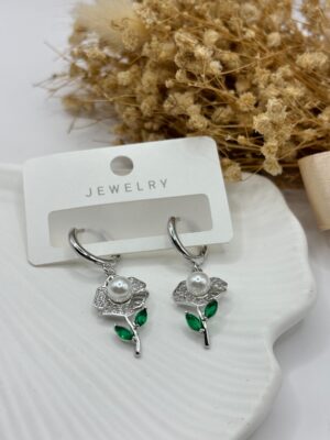 Vip Taşlı Gümüş Renk Küpe