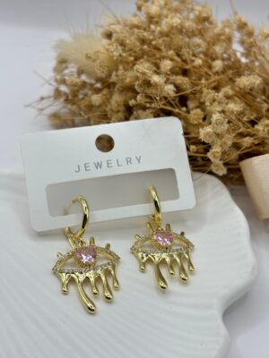 Vip Taşlı Gold Küpe