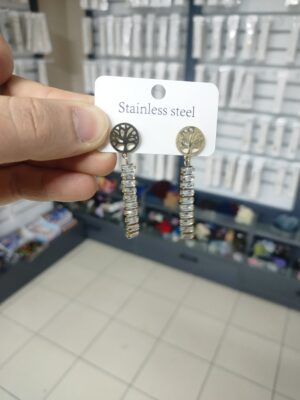 Çelik Taşlı Küpe