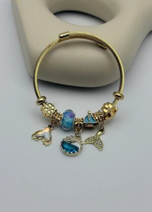 Çelik Gold Charm Bileklik