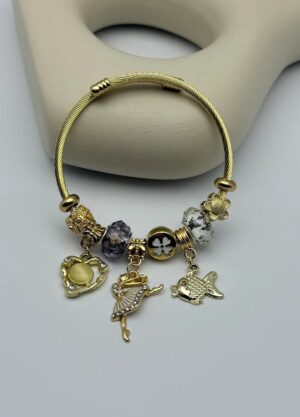 Çelik Gold Charm Bileklik