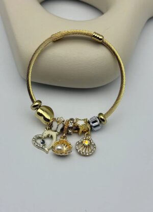 Çelik Gold Charm Bileklik