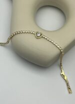 Çelik Gold Kalpli Su Yolu Bileklik