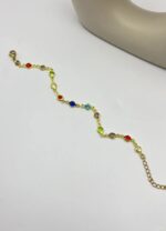 Çelik Gold Renkli Taşlı Bileklik 